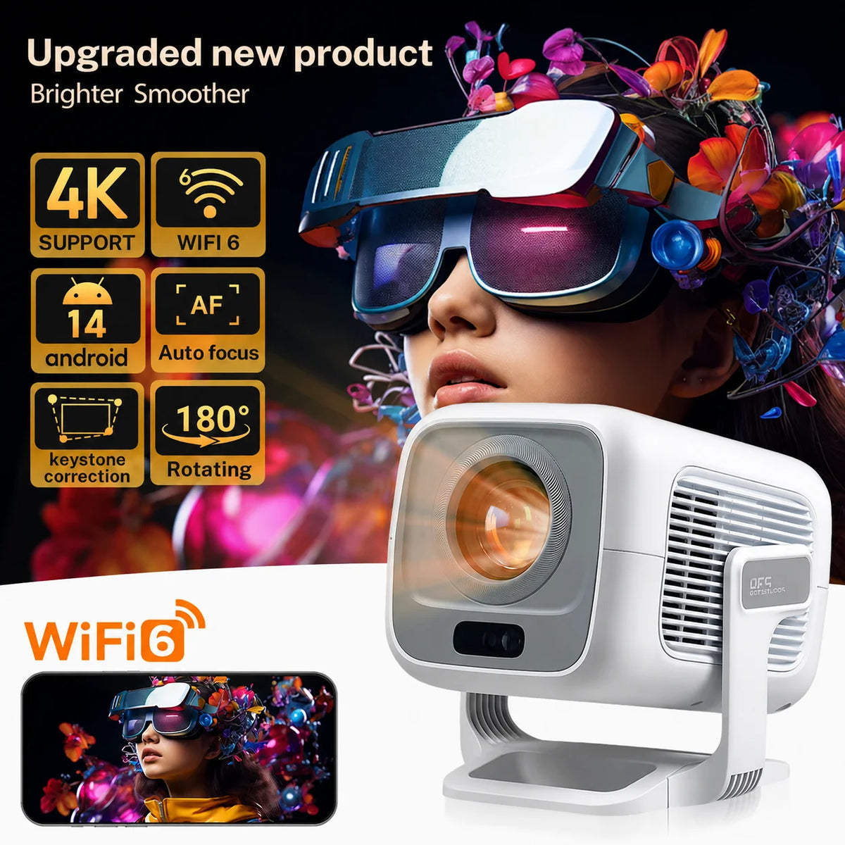 LynCast X3AQ 4K Projector With Auto Focus And Android 14