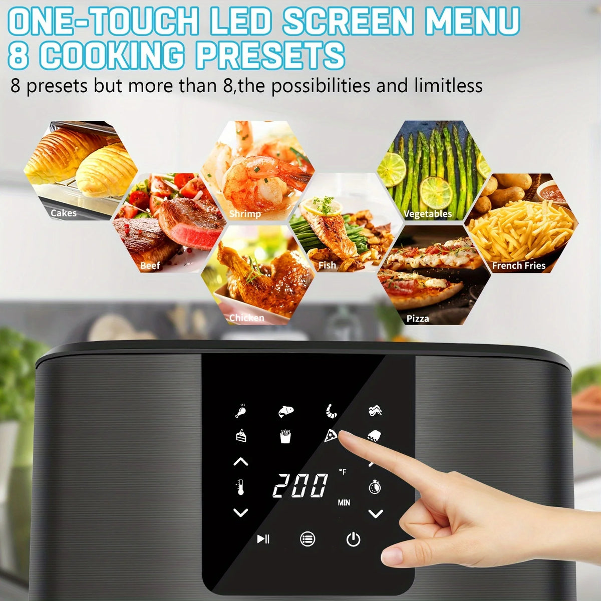KitCook Air Fryer Featuring Digital Display And Eight Preset Menus
