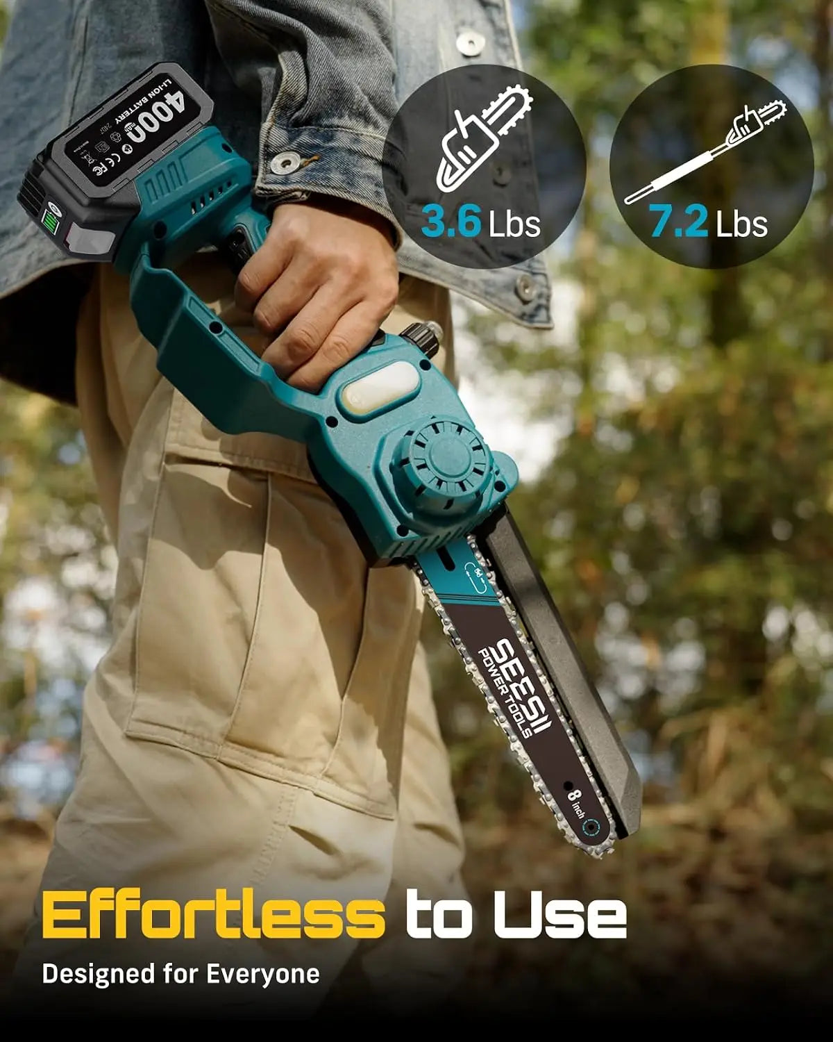Seesii Brushless Cordless Pole Saw Tool For Tree Trimming