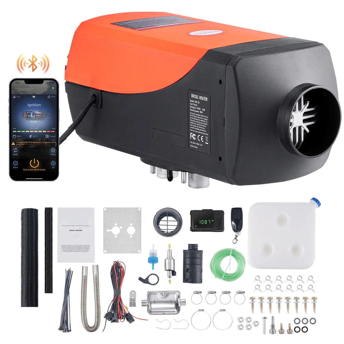 SucceBuy 8KW Bluetooth 12V Diesel Parking Heater For Trailers