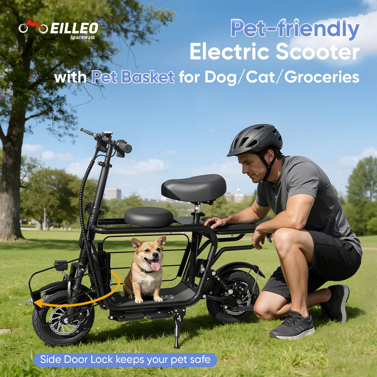 Eilleo Spacewalk Foldable Electric Scooter With Seat And Basket