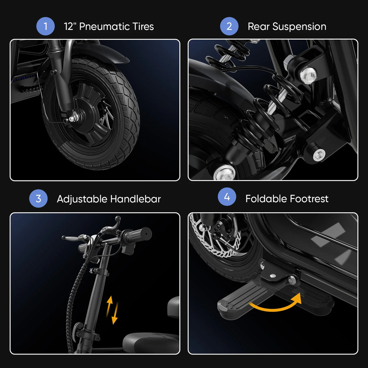Eilleo Spacewalk Foldable Electric Scooter With Seat And Basket