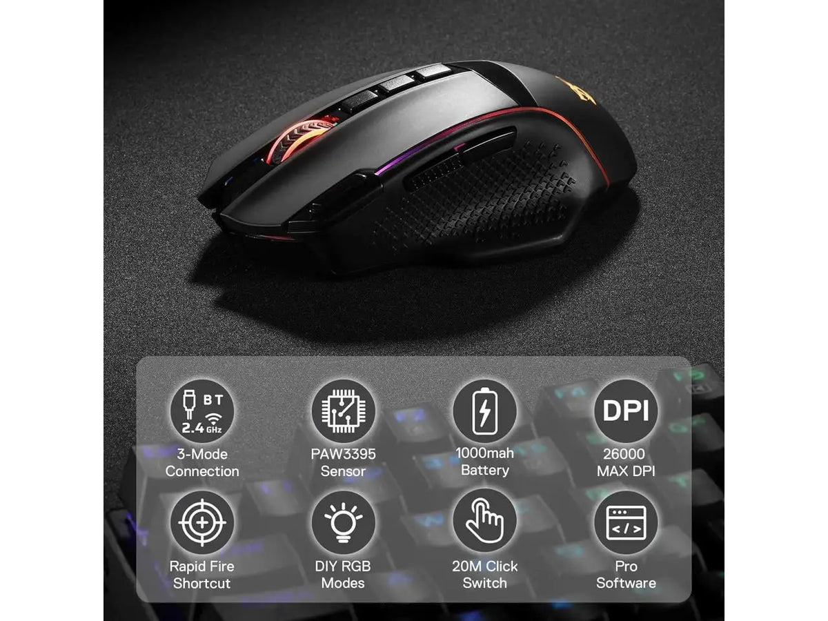 Redragon M991 Wireless Gaming Mouse With Rgb Lighting And Macros
