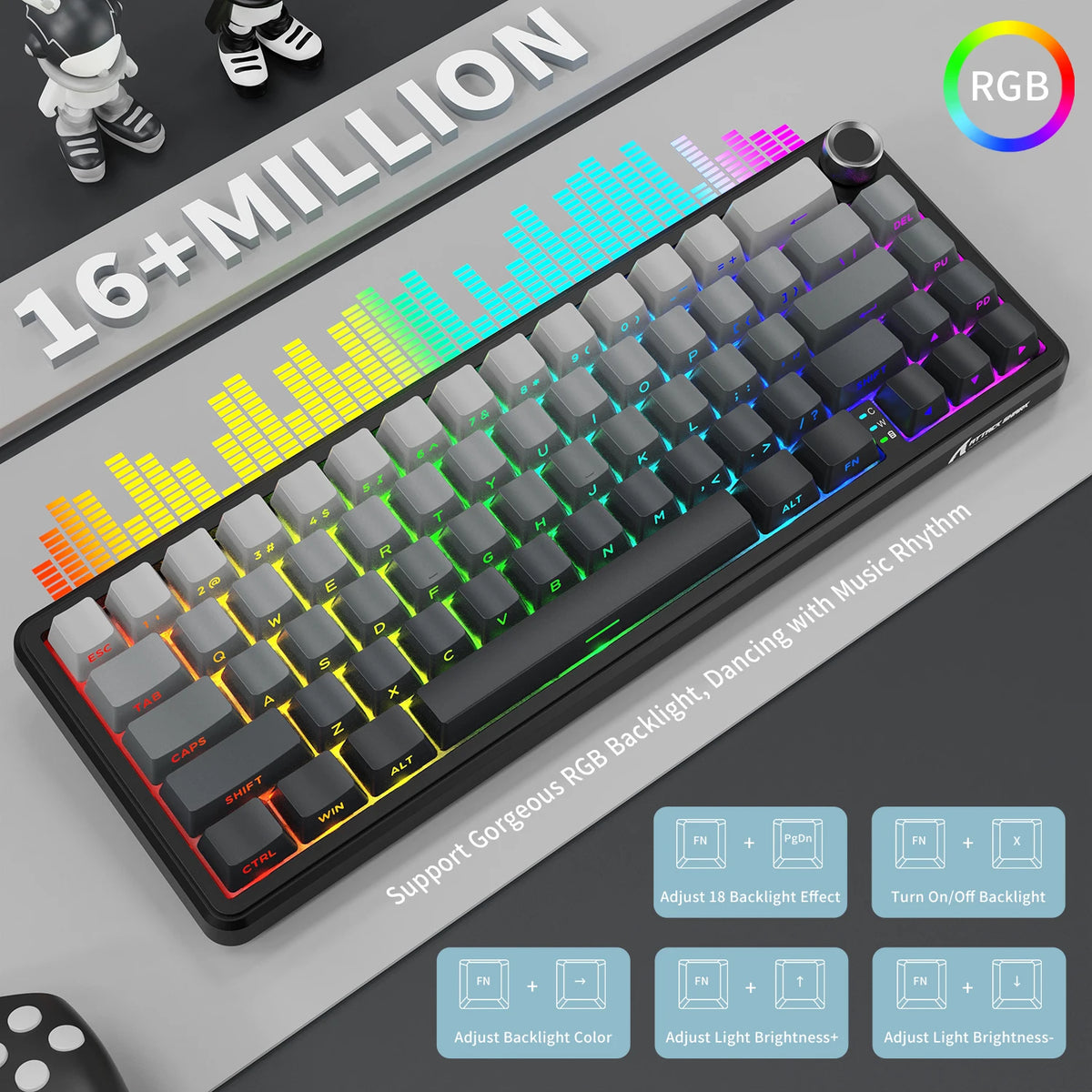 Attack Shark X66 Wireless Mechanical Keyboard With Knob And RGB