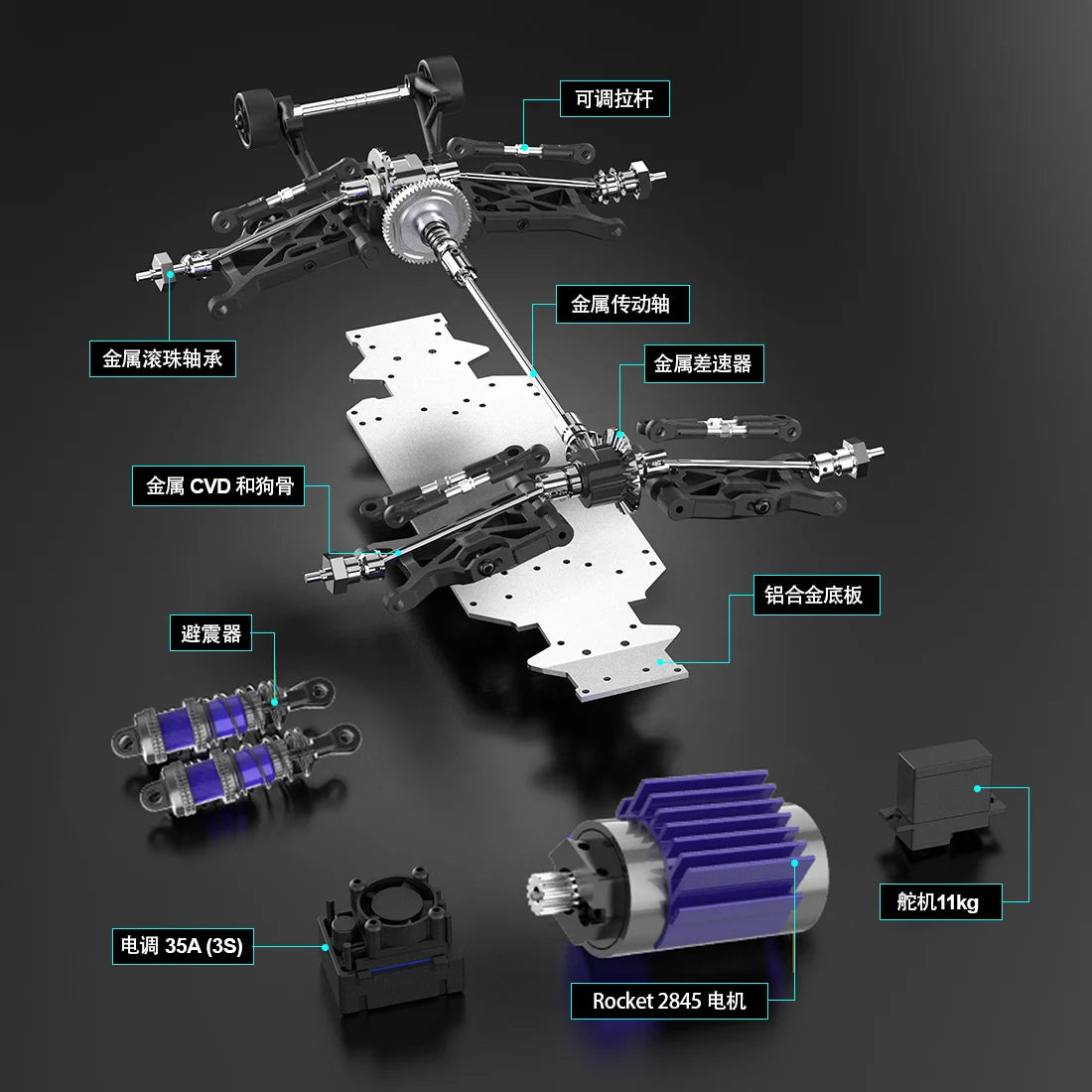 JIUSI PT14R V3 Brushless 4WD Remote Control Racing Truck