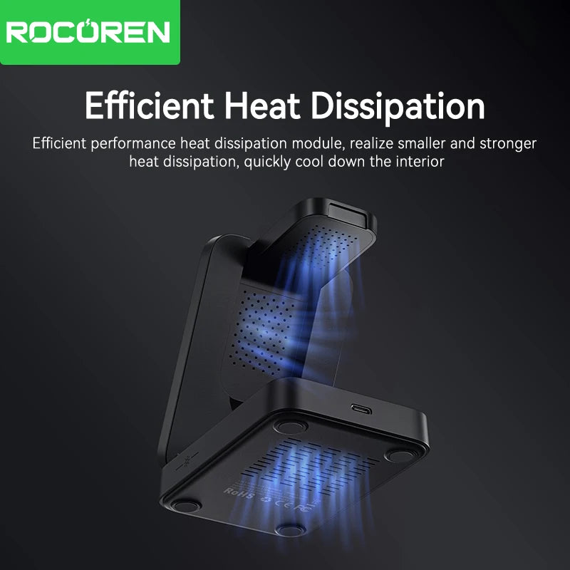 Rocoren 15W Magnetic 3 In 1 Wireless Charger For Apple Devices