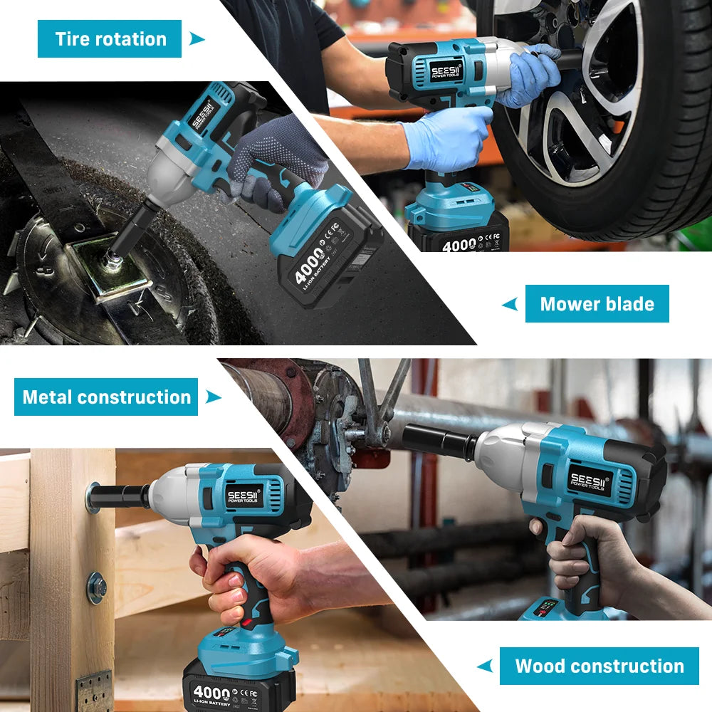 Seesii Brushless Cordless Impact Wrench High Torque Kit