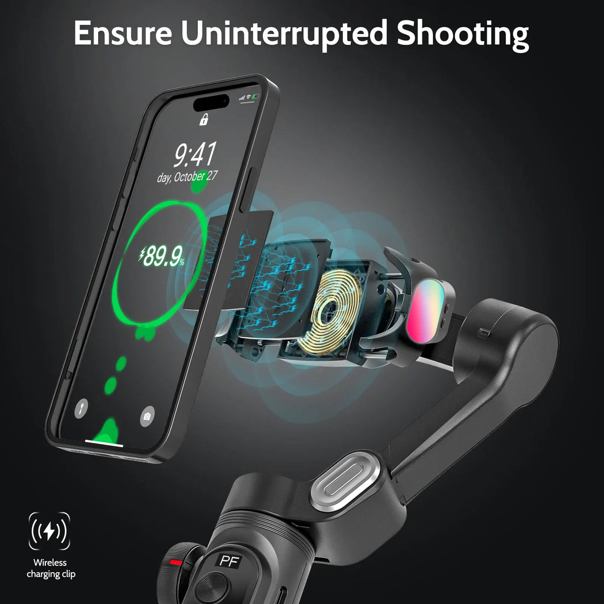 AoChuan 3 Axis Gimbal with RGB Fill Light Face Tracking