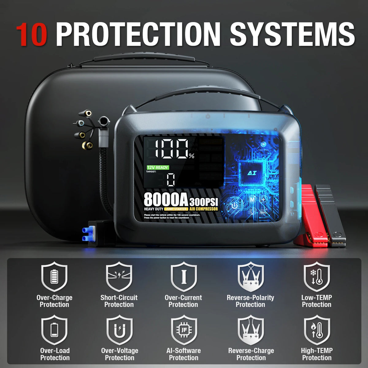 AdoreTrip 8000A Heavy Duty Car Jump Starter With Air Pump