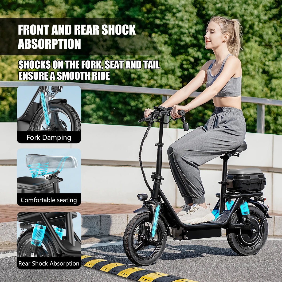 ASKGO Adult Electric Scooter With 1000W Motor And Full Suspension