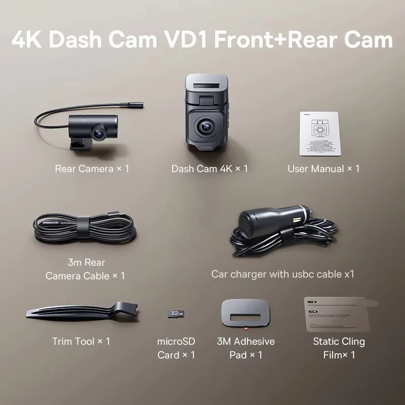 Baseus 4K Dual Dash Camera Sony Sensor Adas Gps Wifi6