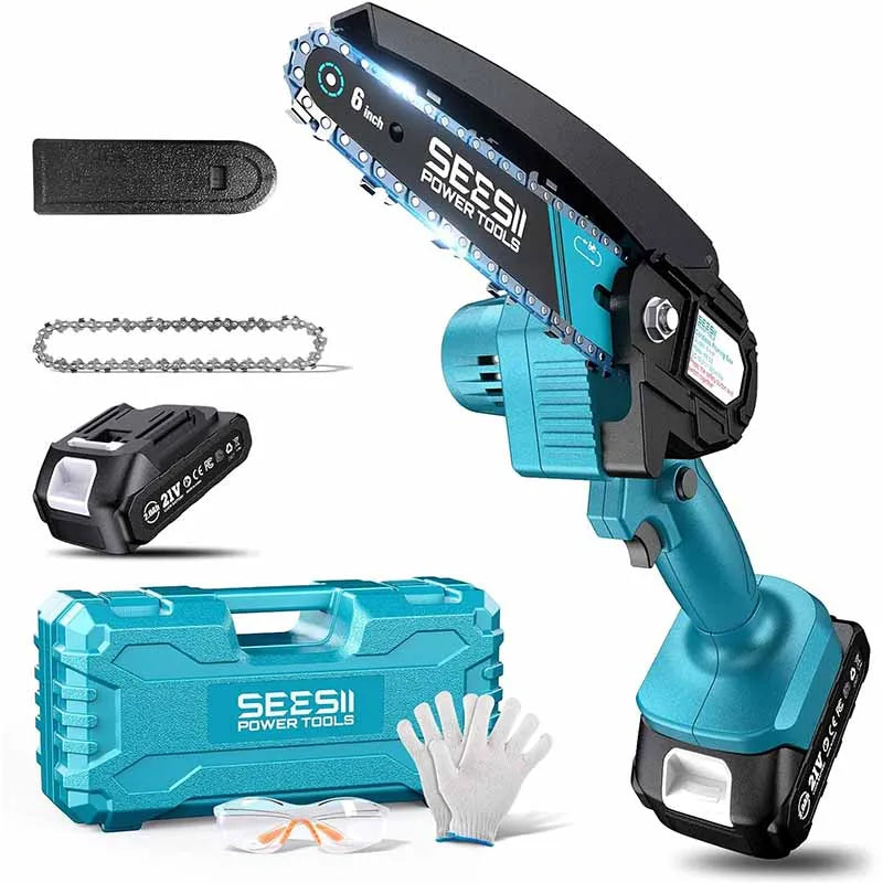 Seesii Cordless Chainsaw Handheld Electric Wood Cutting Saw