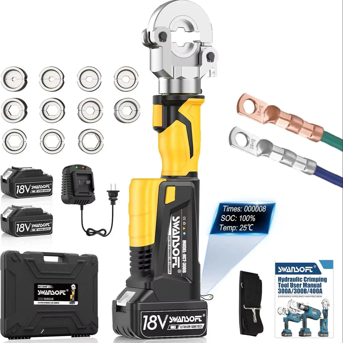 SWANSOFT Electric Hydraulic Wire Cable Terminal Crimping Tool