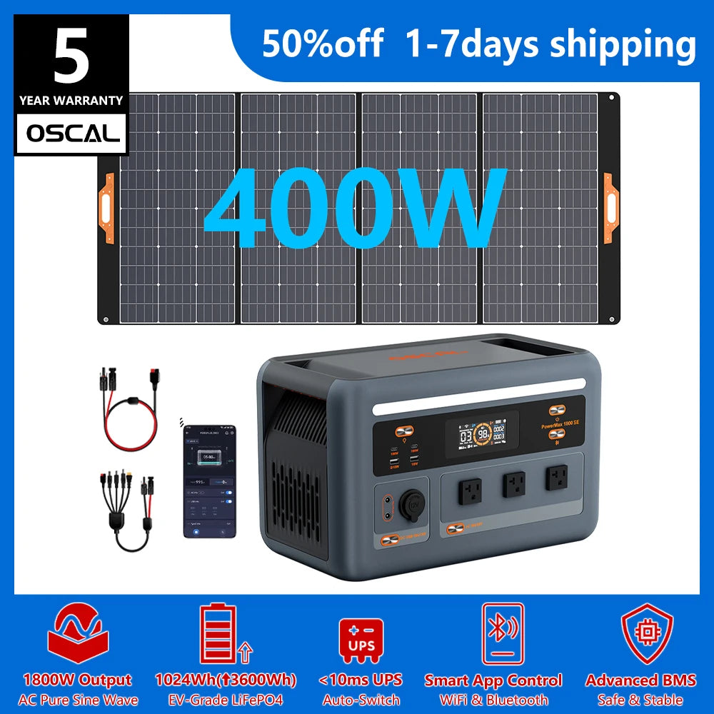 OSCAL PowerMax 1800SE 1024Wh LiFePO4 Portable Power Station