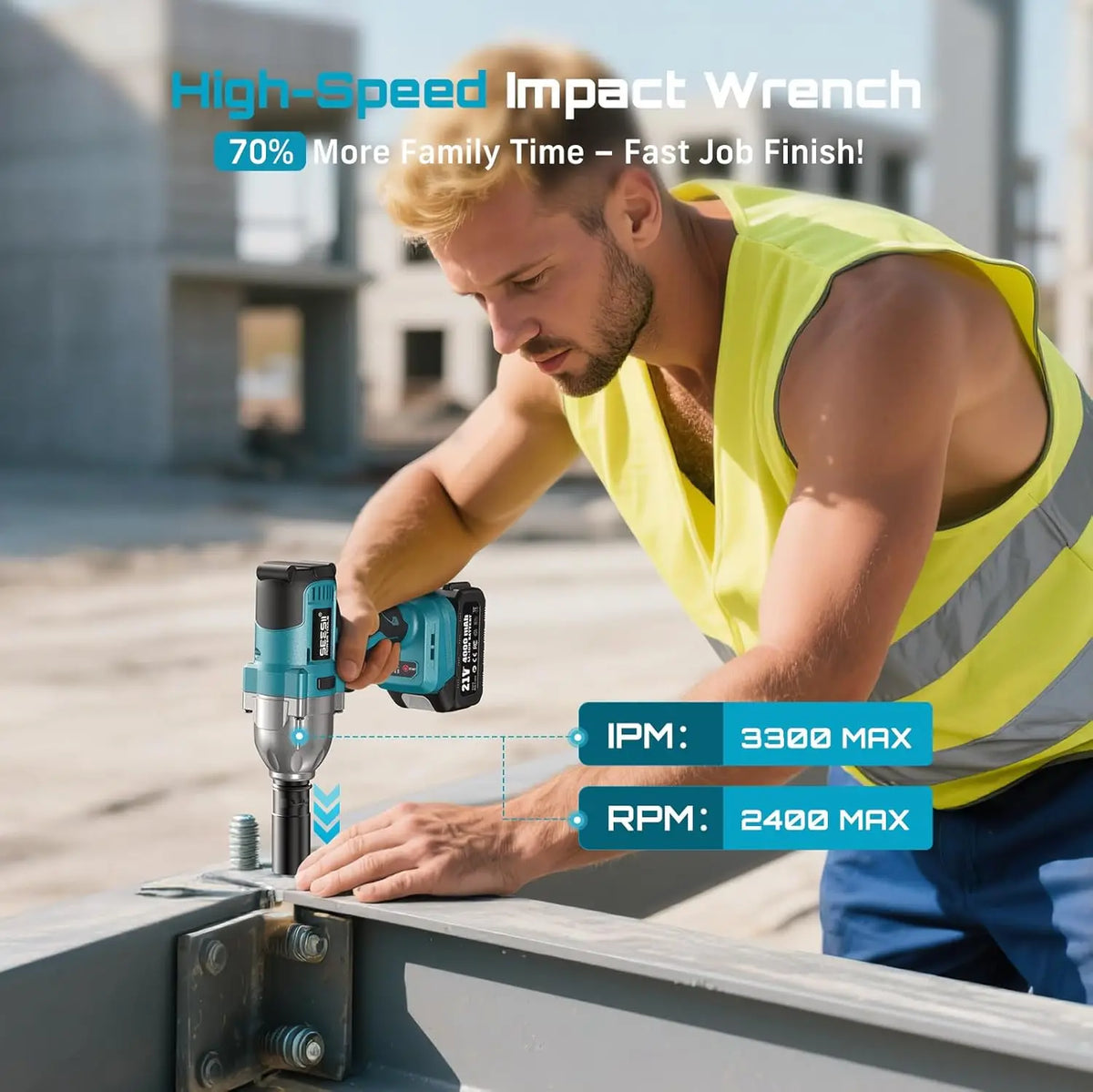 Seesii Brushless Cordless Impact Wrench High Torque Kit