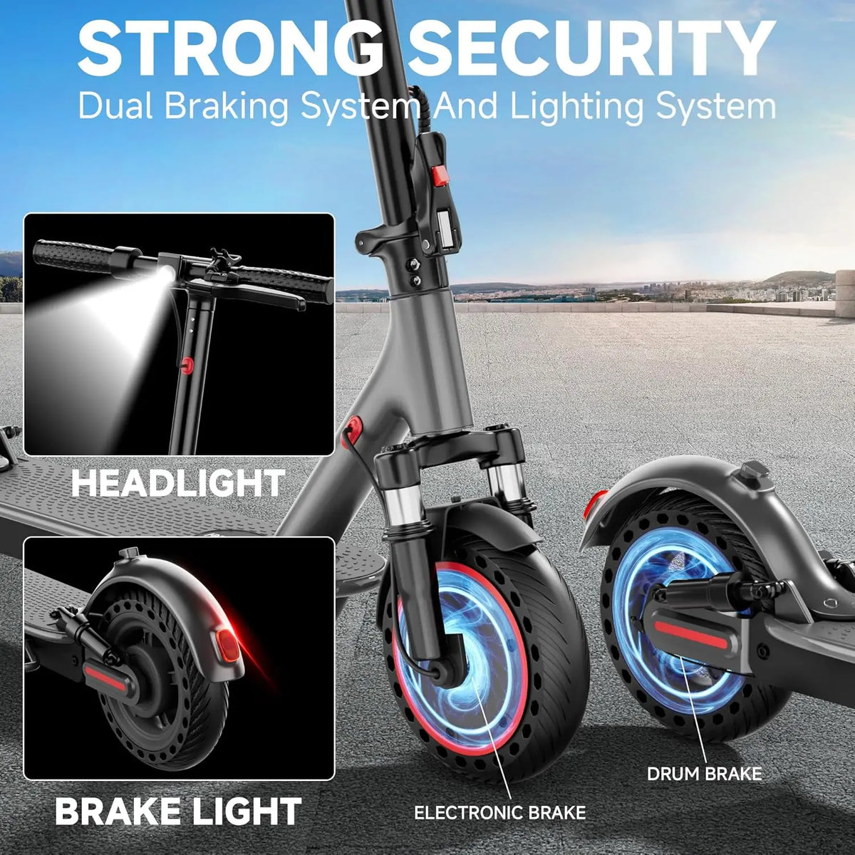 AOVOPRO 500W Foldable Electric Scooter For Adults With Dual Brakes