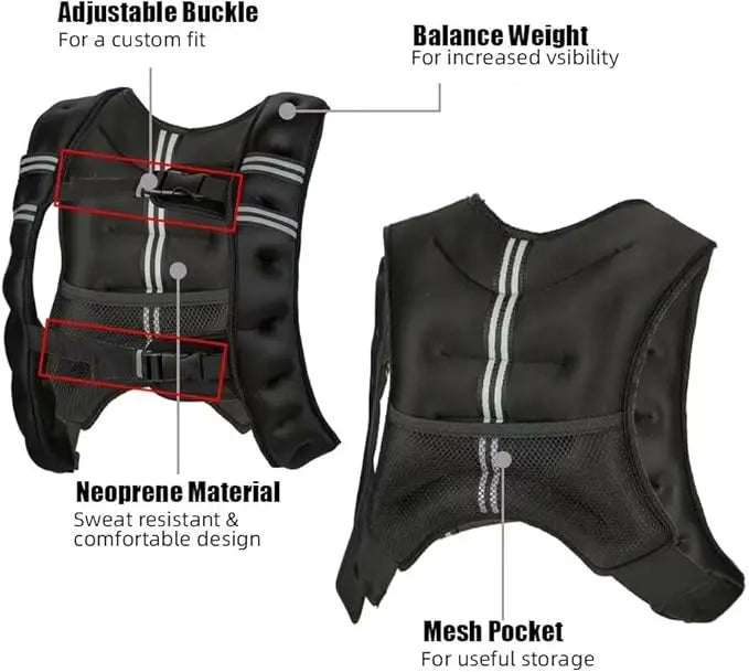 Unisex Adjustable Weighted Vest For Fitness And Training Workouts