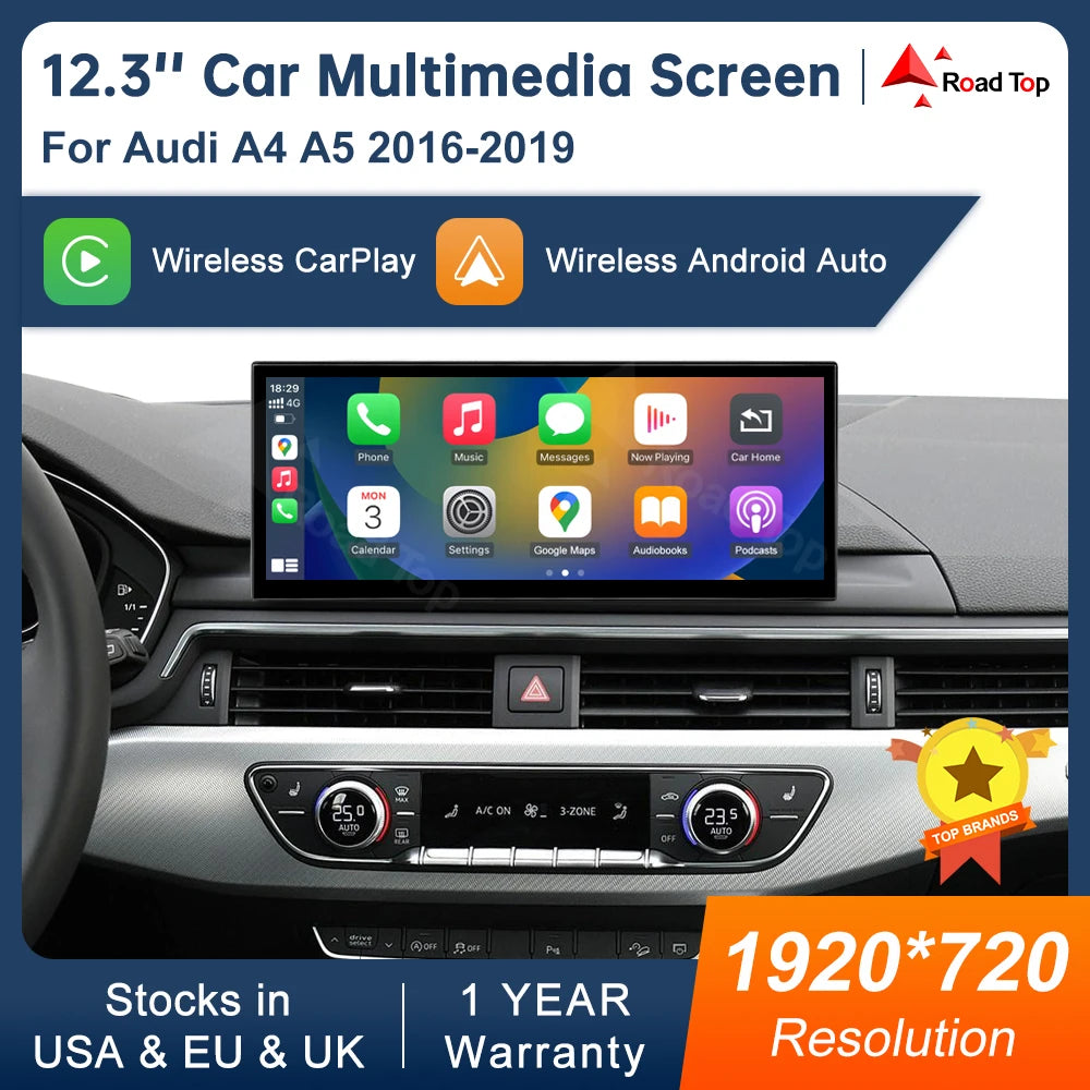 Road Top Wireless Carplay Android Auto Touchscreen Display For Audi