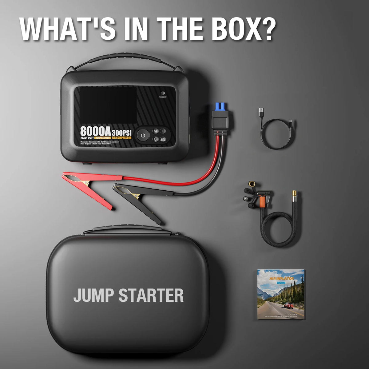 AdoreTrip 8000A Heavy Duty Car Jump Starter With Air Pump