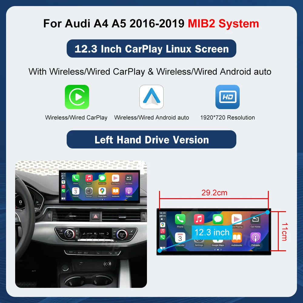 Road Top Wireless Carplay Android Auto Touchscreen Display For Audi