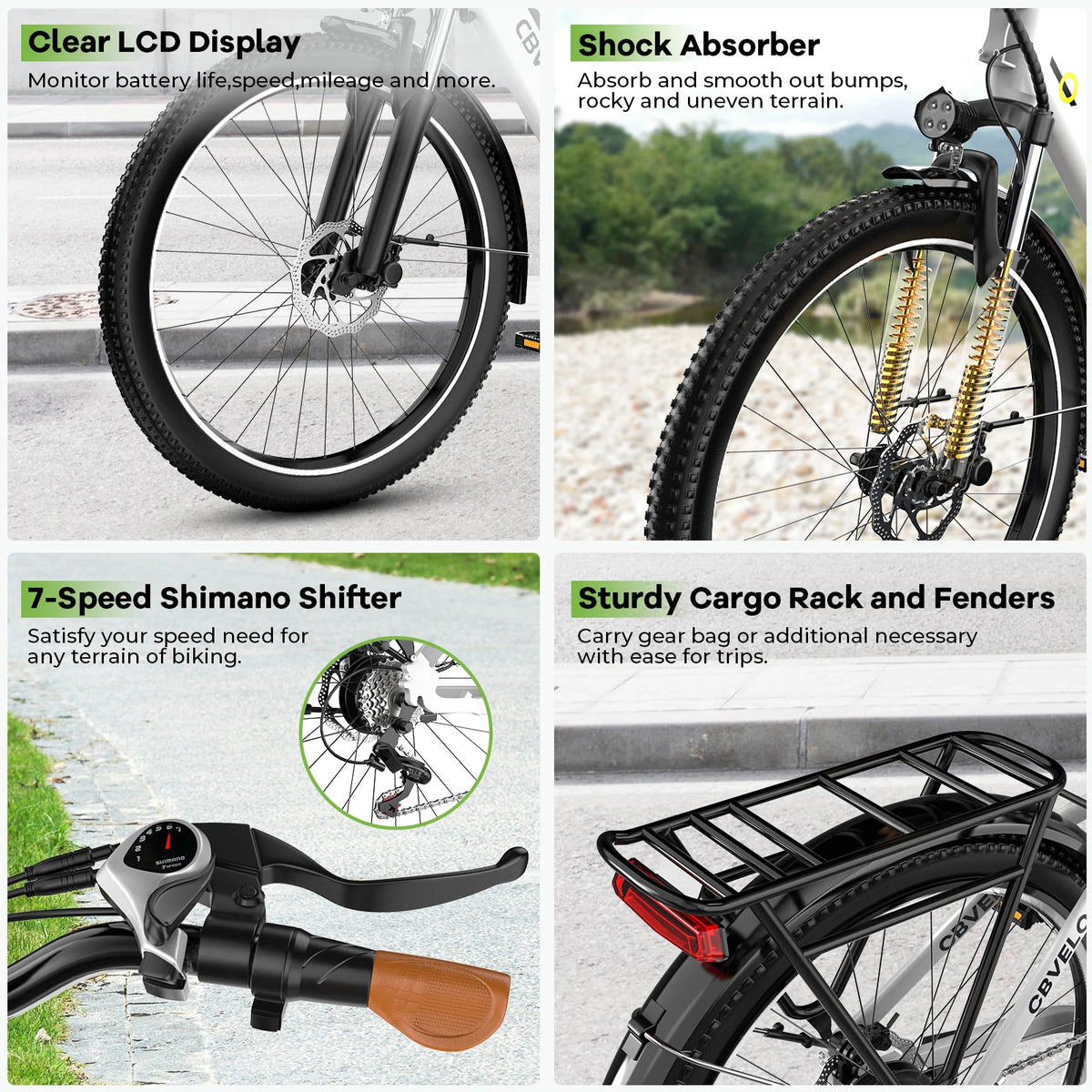 Cybervelo Urban Electric Bike With Detachable Battery And Peak Motor