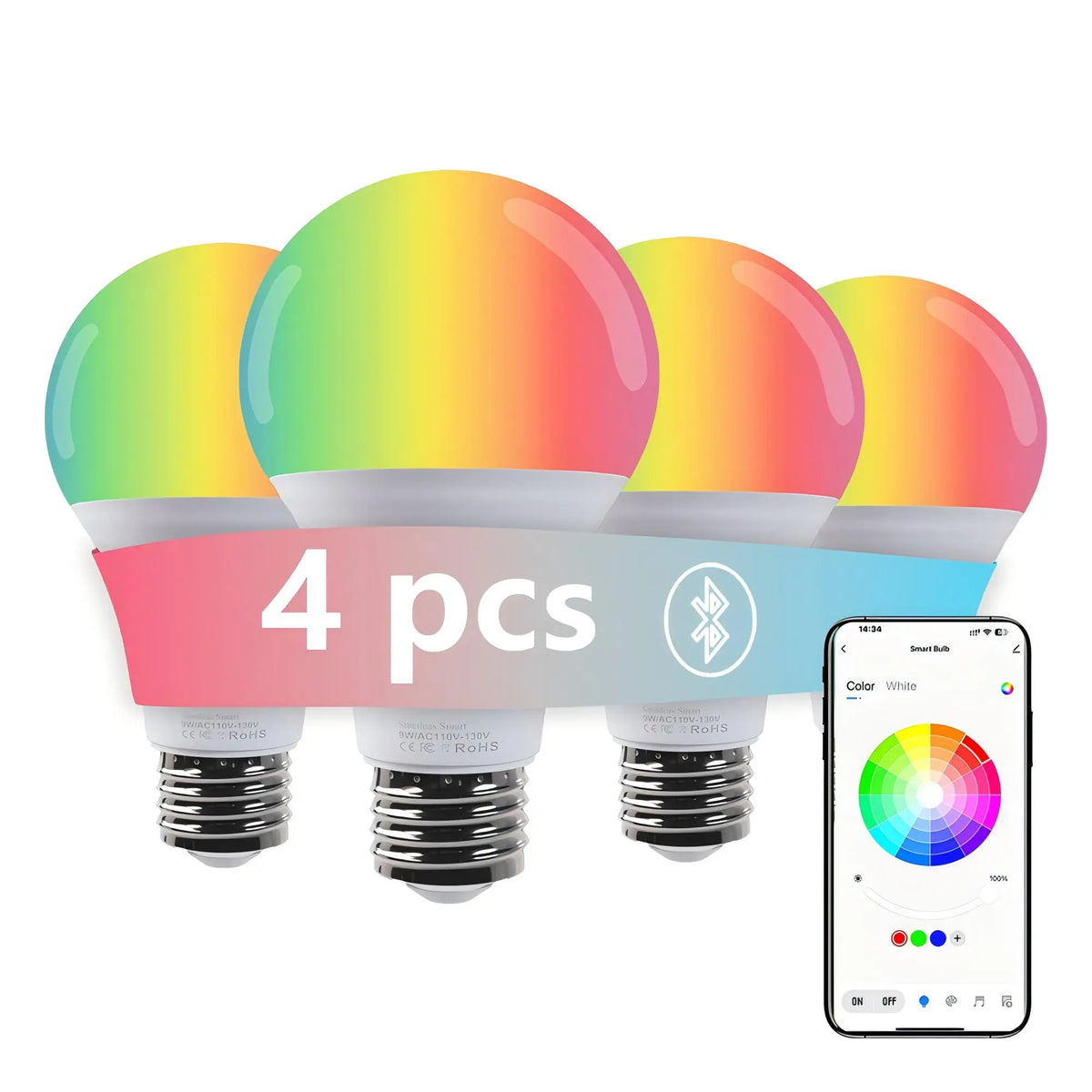 Tuaaryii Smart LED Bulbs With Music Rhythm And Remote Control