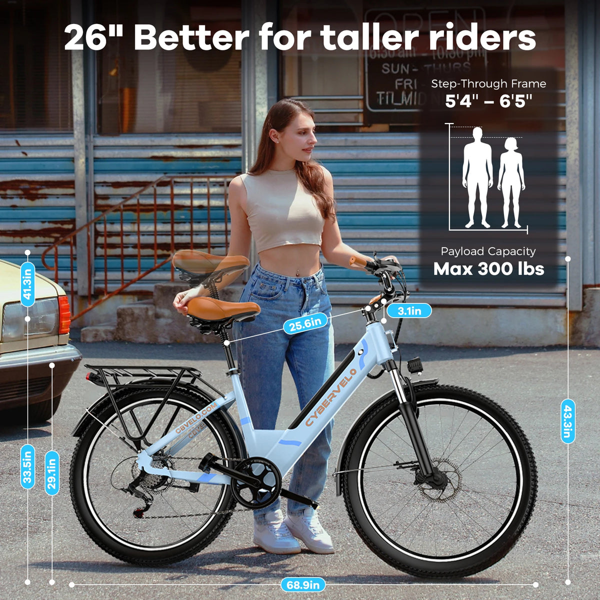 Cybervelo Urban Commute Step Thru Electric Bike 1000W Motor