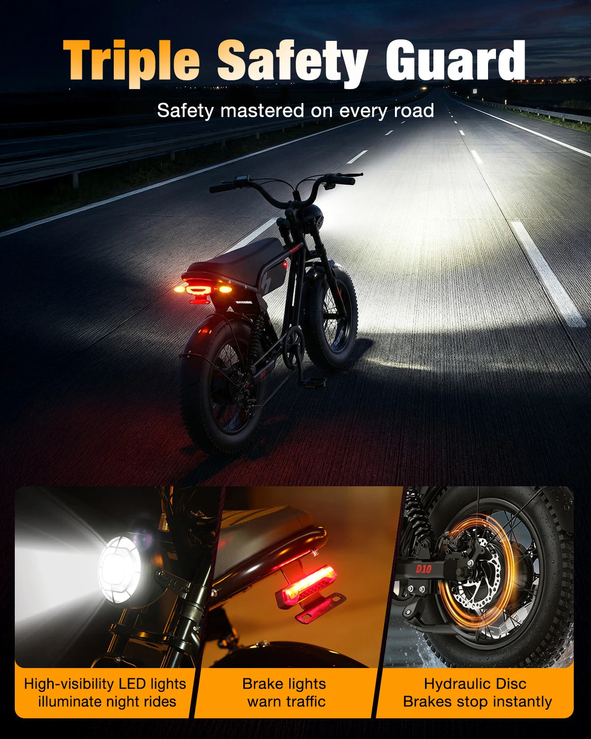 Hopepeak Full Suspension Fat Tire Electric Bike 1500W Peak Motor