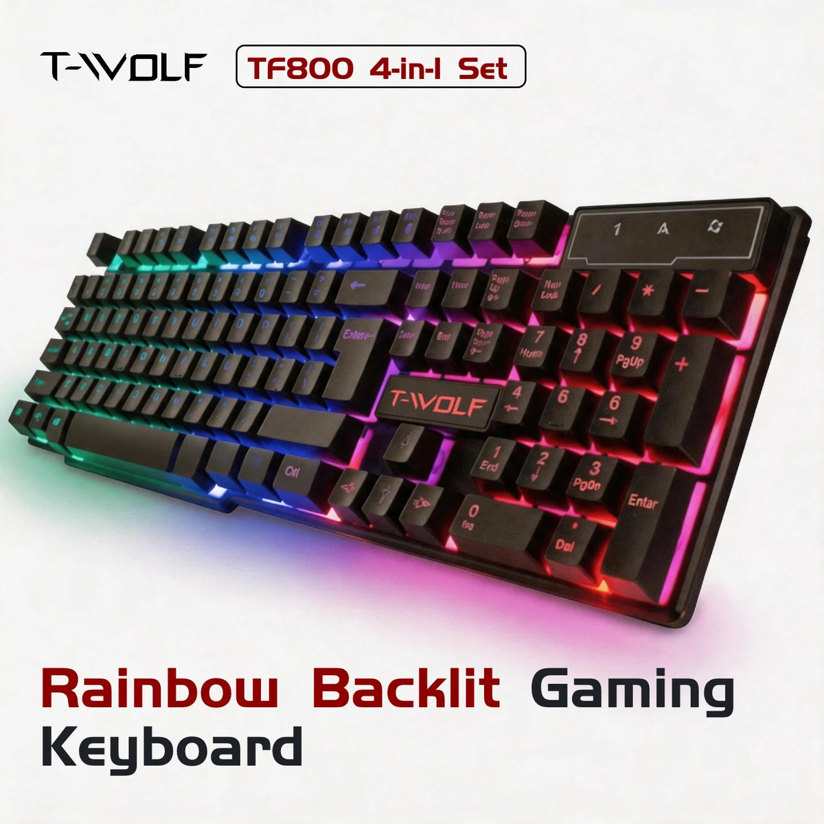 Twolf Wired Rgb Gaming Keyboard Mouse Headset Pc Combo Set