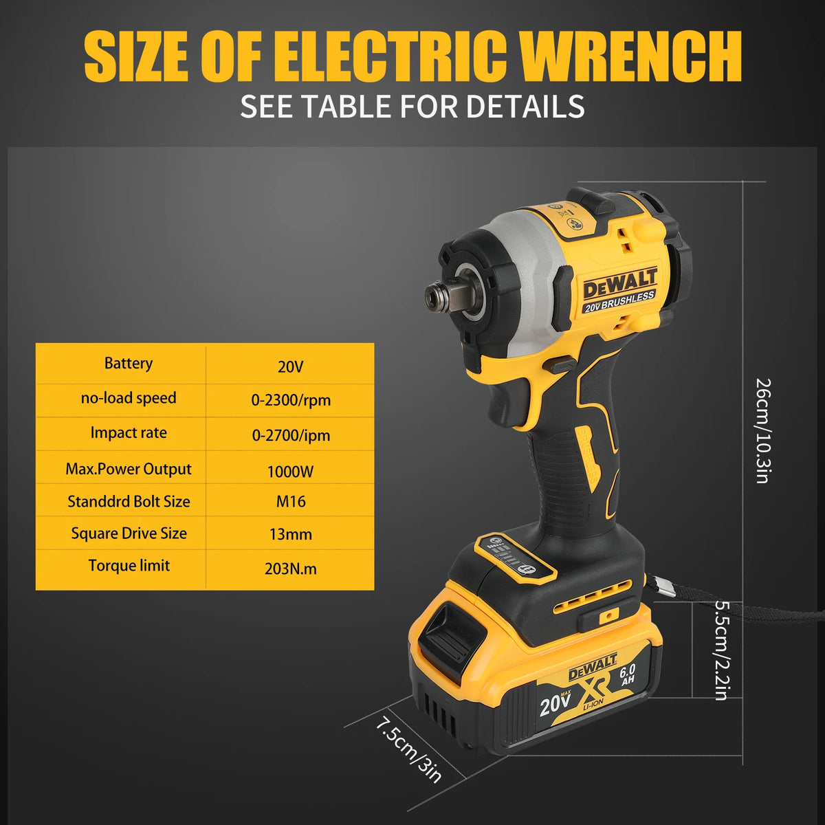 DeWalt DCF850 20V Lithium Ion Cordless Impact Wrench High Torque