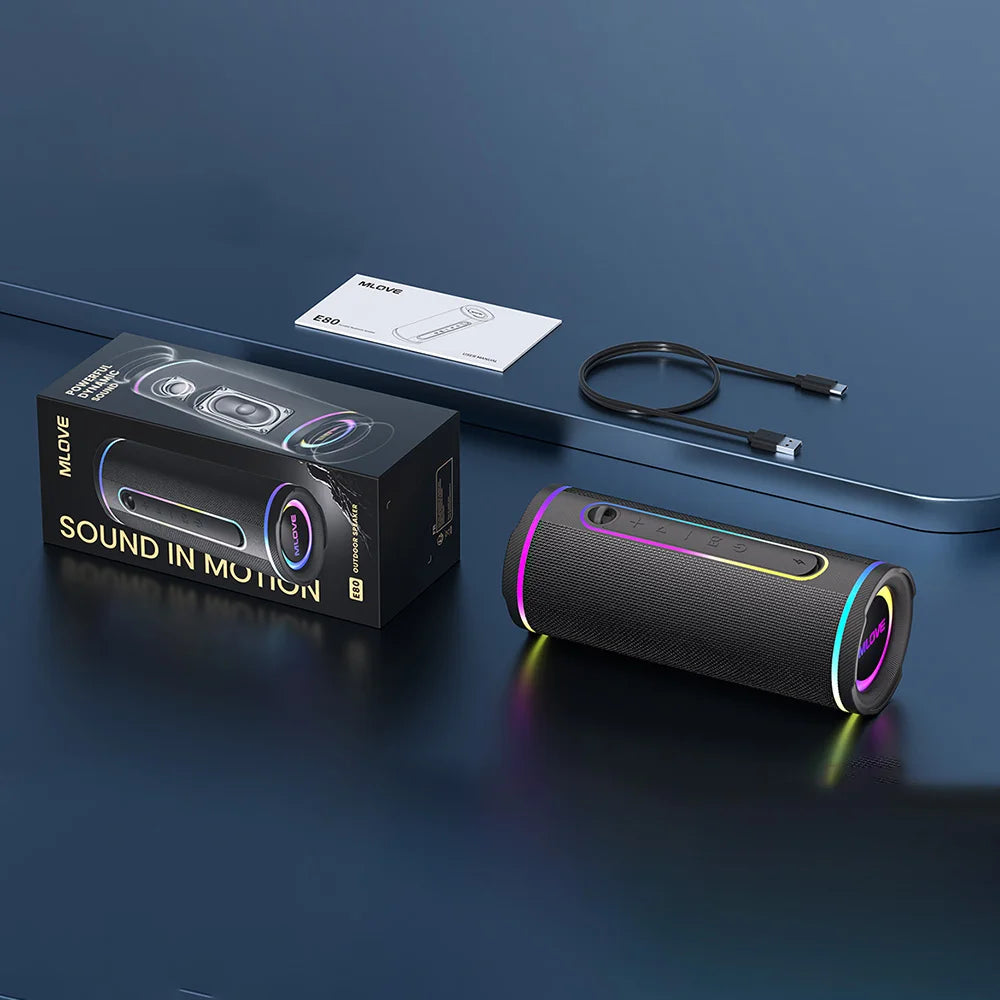 Mlove Portable Bluetooth Speaker With Rgb Lighting And Waterproof Build