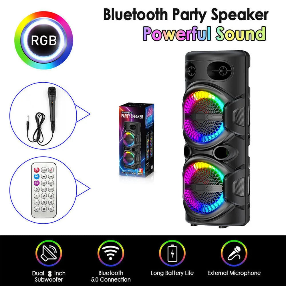 Curuk Portable Bluetooth Speaker Heavy Bass Karaoke Subwoofer Rechargeable