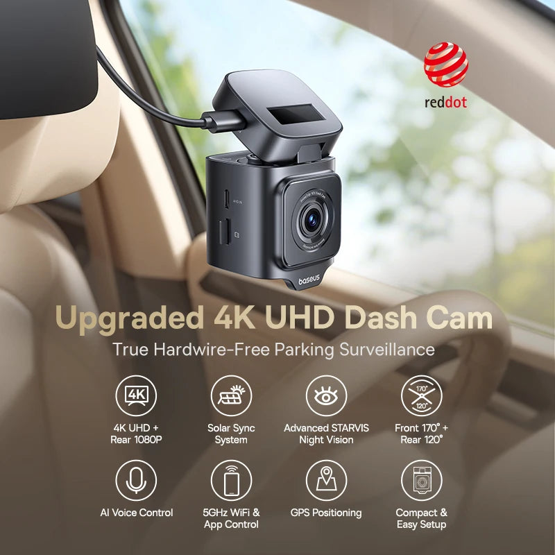 Baseus 4K Dual Dash Camera Sony Sensor Adas Gps Wifi6