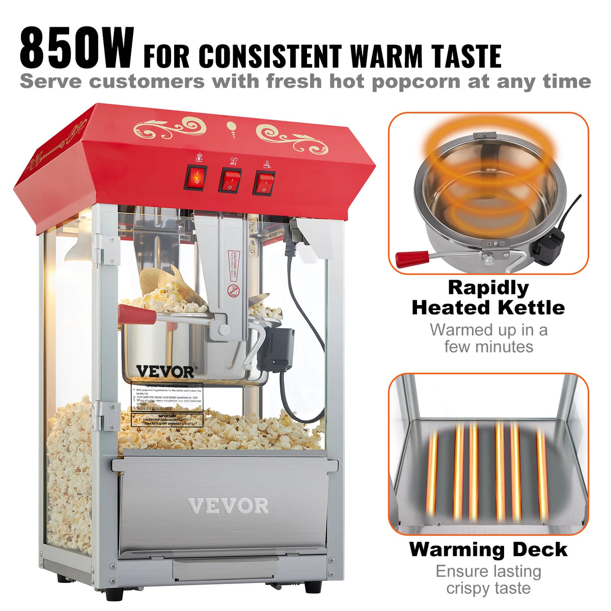 SucceBuy Automatic Electric Popcorn Maker Commercial Popper Machine