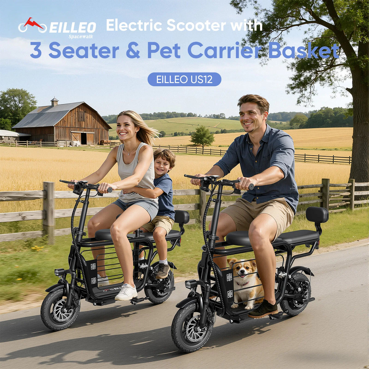 Eilleo Spacewalk Foldable Electric Scooter With Seat And Basket