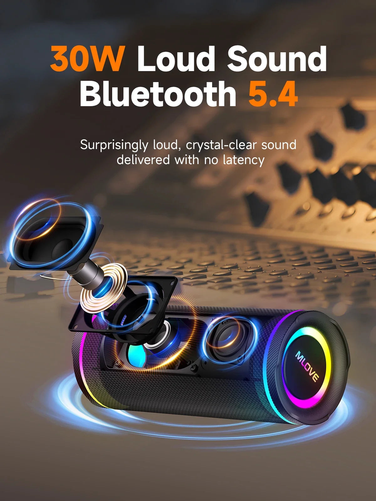 Mlove Portable Bluetooth Speaker With Rgb Lighting And Waterproof Build