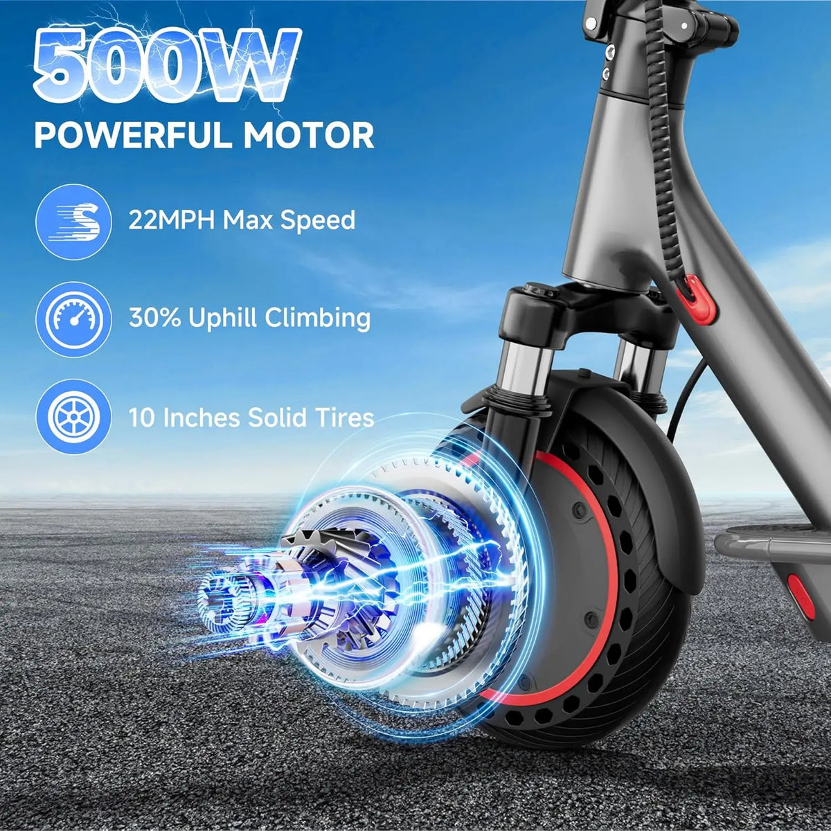 AOVOPRO 500W Foldable Electric Scooter For Adults With Dual Brakes