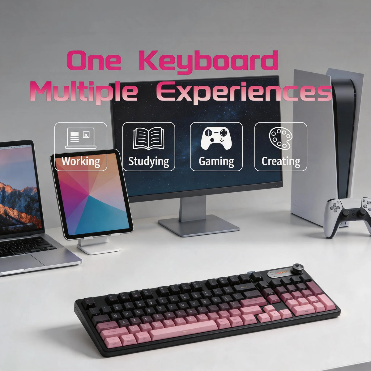 Wireless 98 Key Mechanical Keyboard With Volume Roller And RGB Backlight