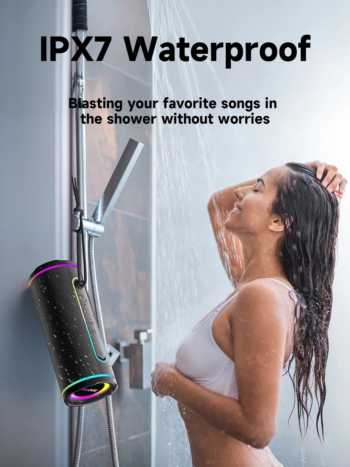 Mlove Portable Bluetooth Speaker With Rgb Lighting And Waterproof Build