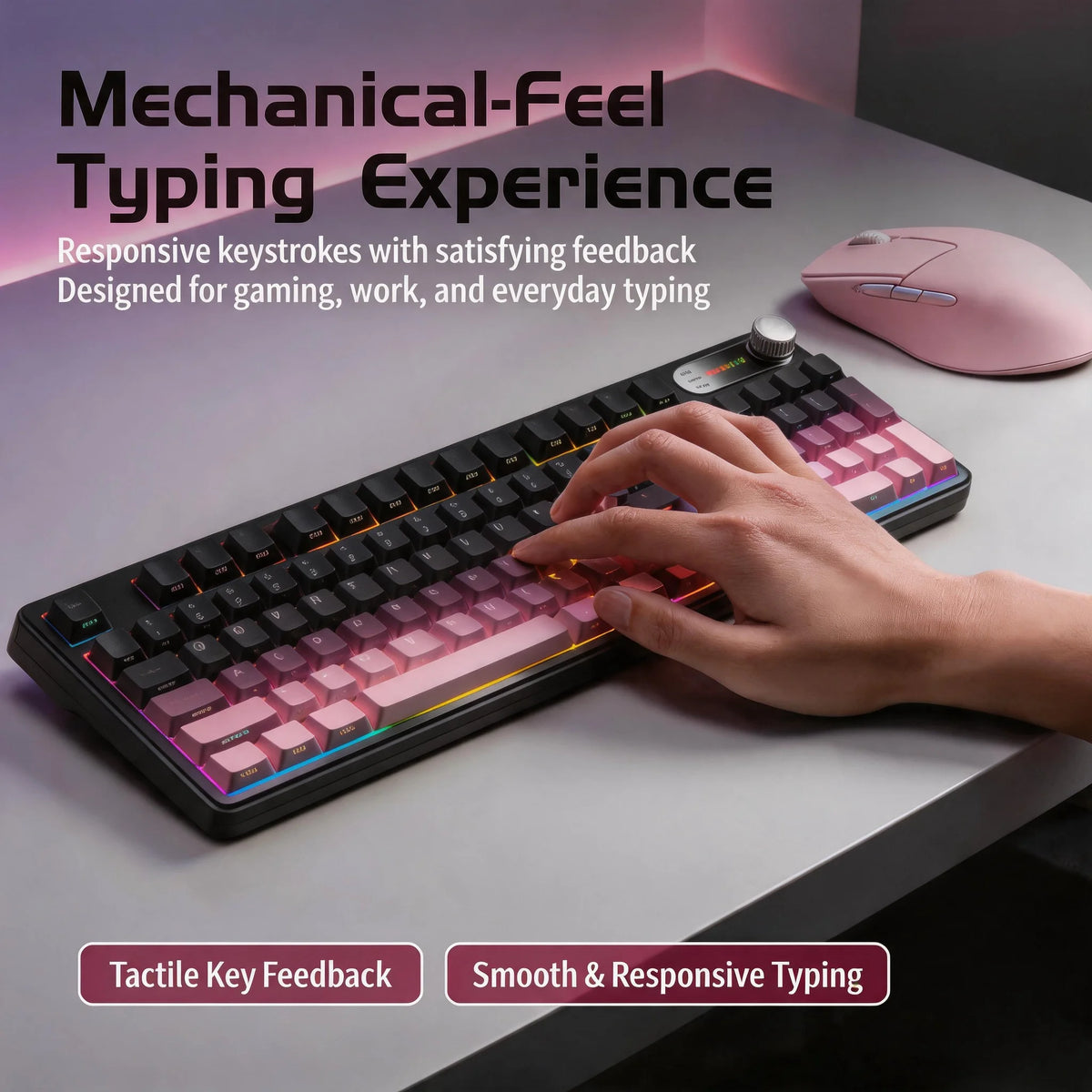 Wireless 98 Key Mechanical Keyboard With Volume Roller And RGB Backlight