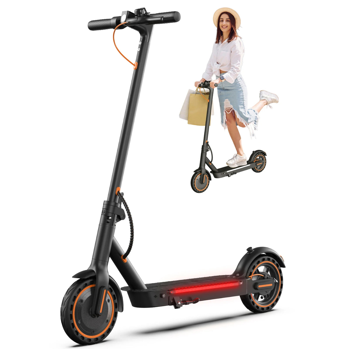 Osboo Foldable Adult Electric Scooter With Dual Suspension And 550W