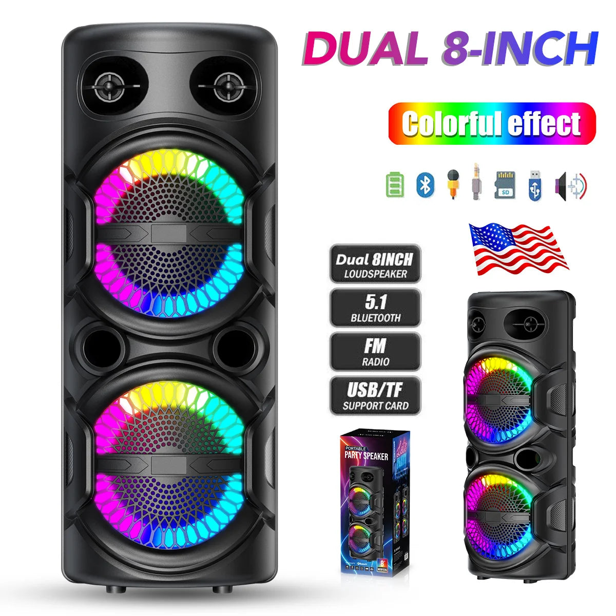 Curuk Portable Bluetooth Speaker Heavy Bass Karaoke Subwoofer Rechargeable