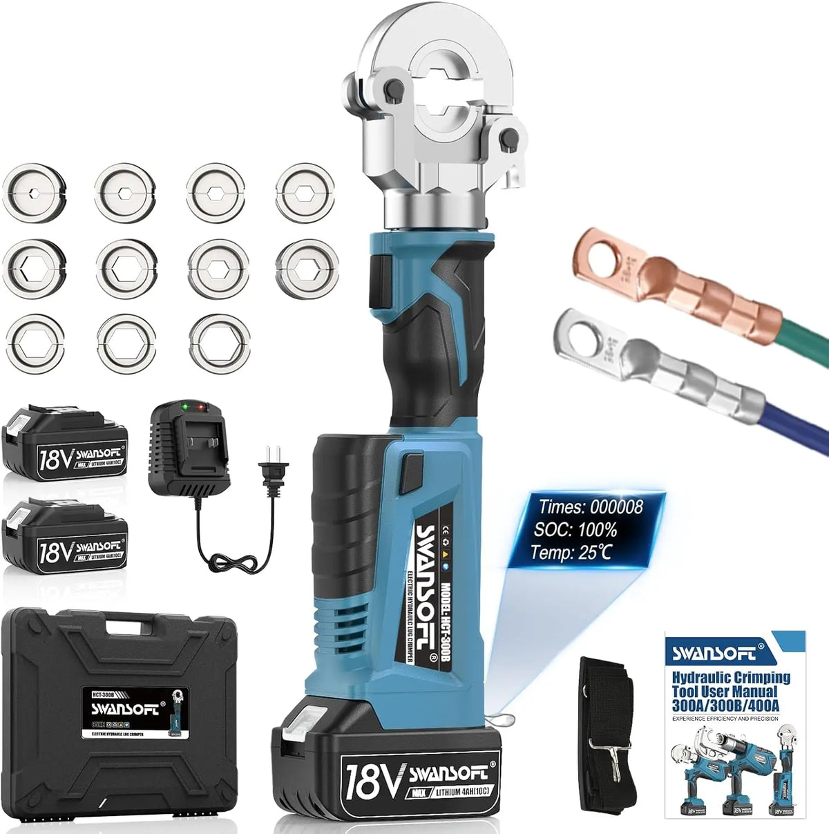 SWANSOFT Electric Hydraulic Wire Cable Terminal Crimping Tool