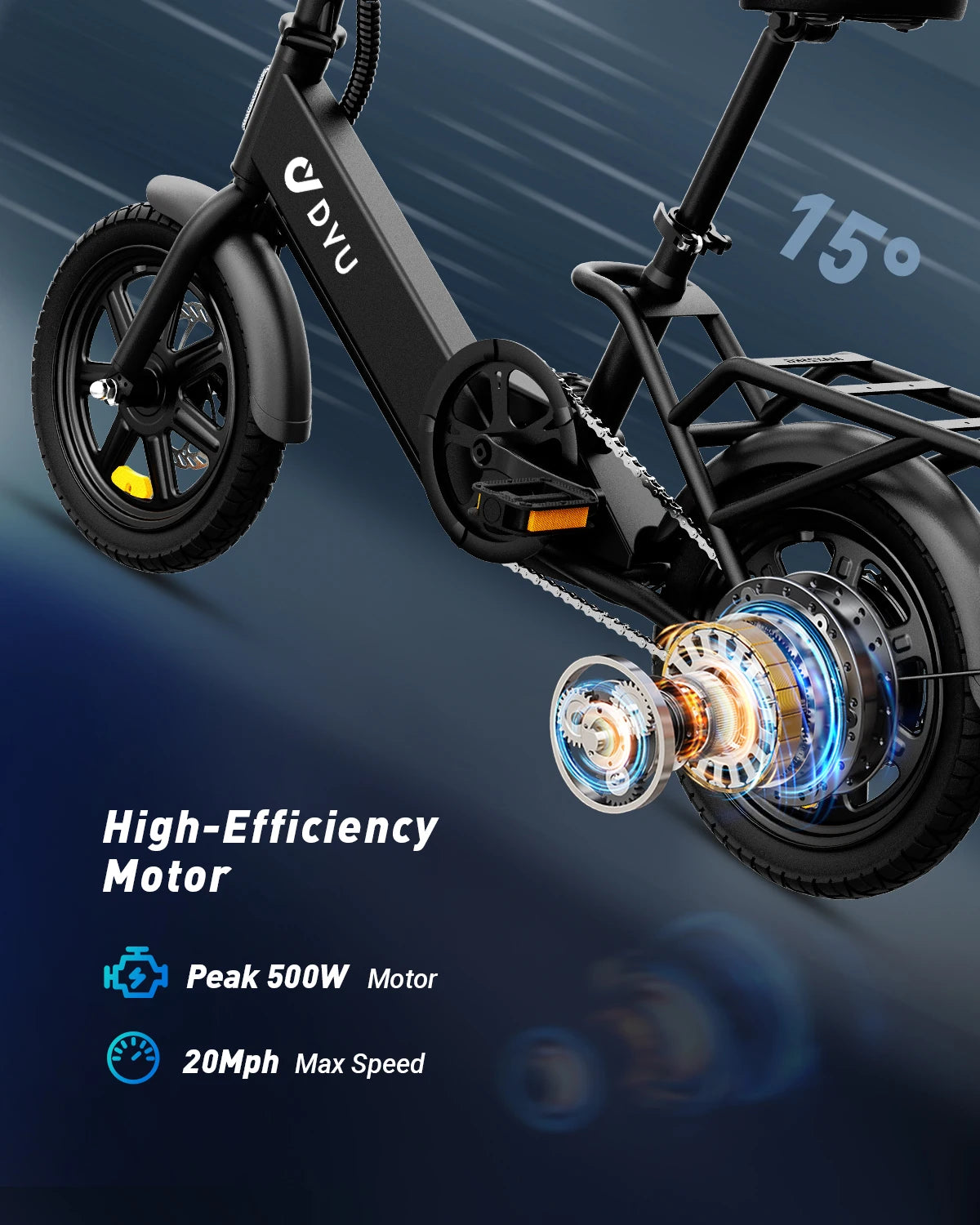 DYU Folding Electric Bicycle With 500W Motor And 280Wh Battery