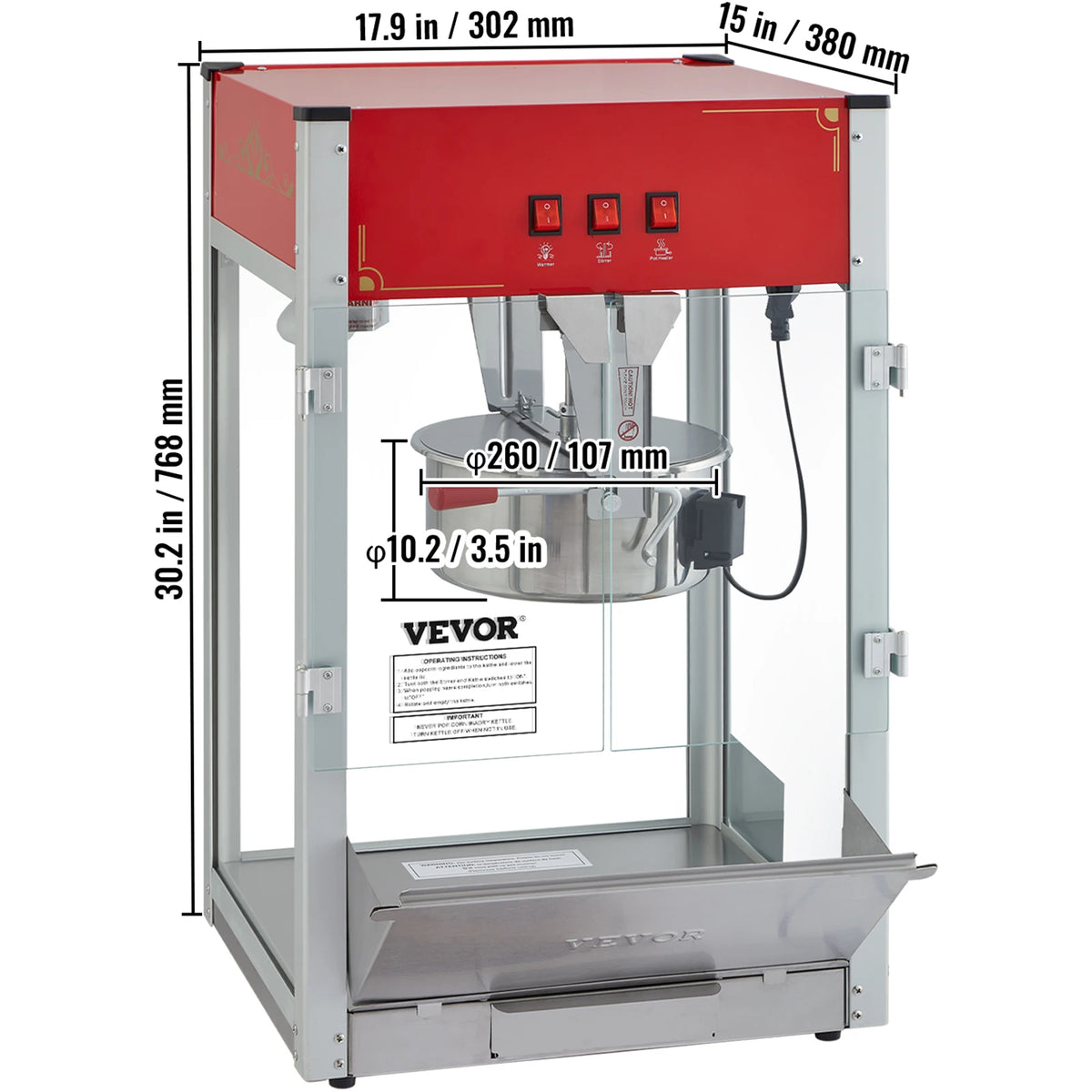 SucceBuy Automatic Electric Popcorn Maker Commercial Popper Machine