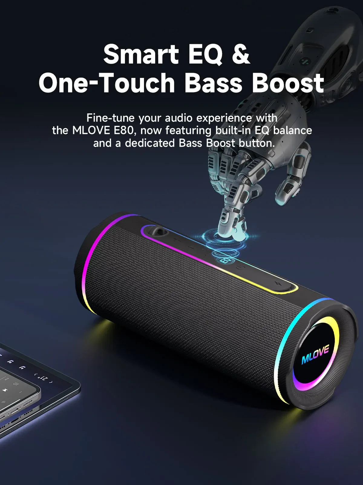 Mlove Portable Bluetooth Speaker With Rgb Lighting And Waterproof Build