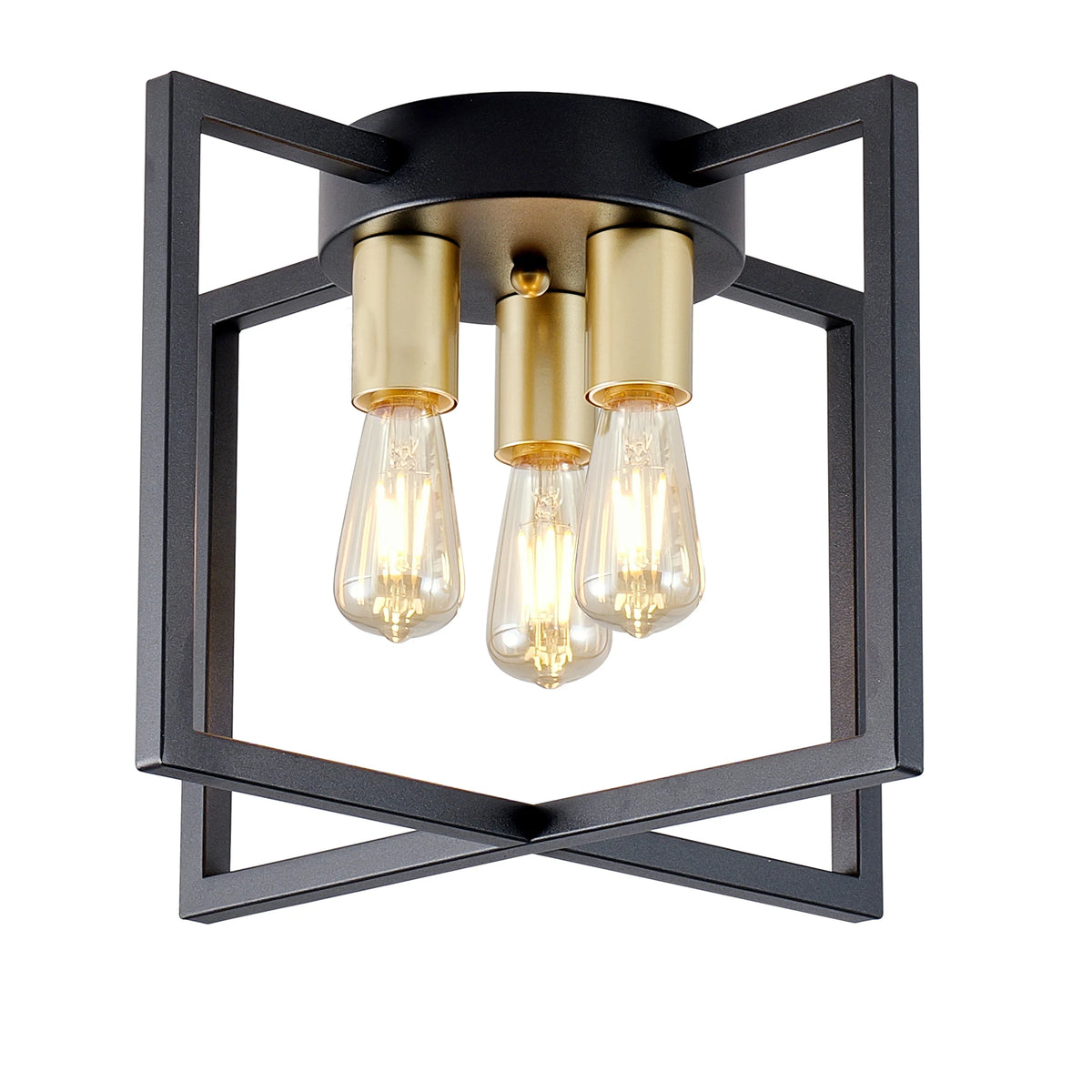 Arlgsite Industrial Geometric Three Light Semi Flush Ceiling Light