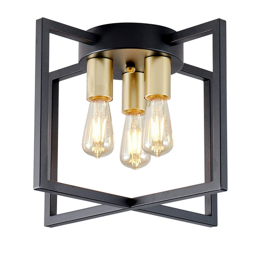 Arlgsite Industrial Geometric Three Light Semi Flush Ceiling Light