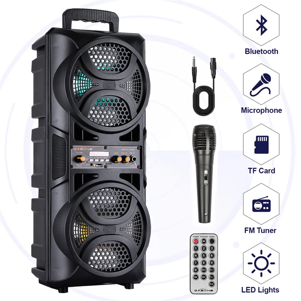 Curuk Portable Bluetooth Speaker Heavy Bass Karaoke Subwoofer Rechargeable