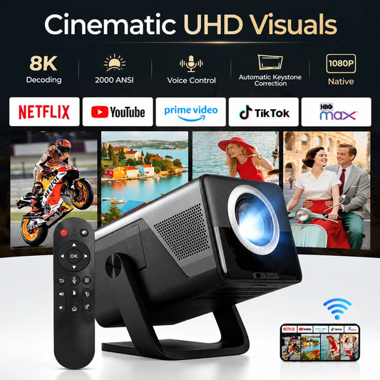 LynCast 1080P Auto Focus Smart Projector With Wireless Audio